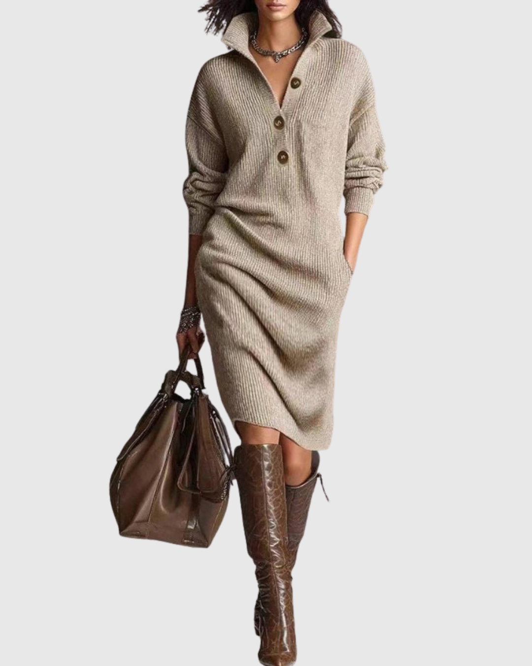 MONIKA - WINTER KNIT MIDI DRESS