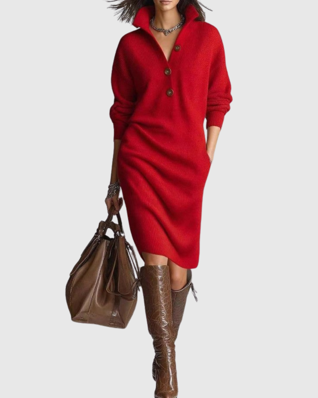 MONIKA - WINTER KNIT MIDI DRESS