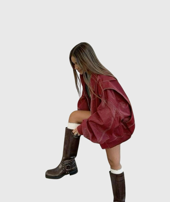 Faye™ - Oversized Leather Jacket