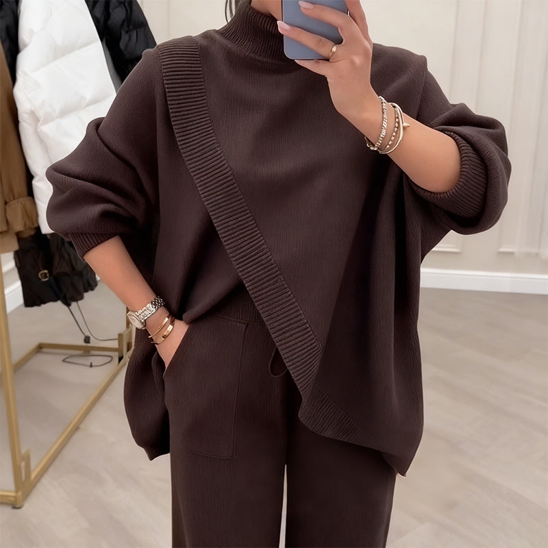 JOANA - ASYMMETRICAL 2-PIECE KNIT SWEATER SET
